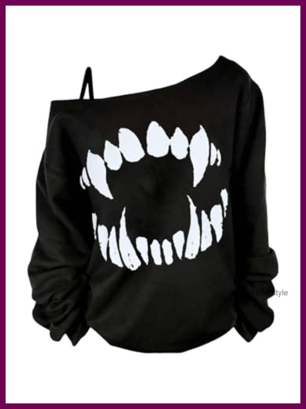Plus Size Off Shoulder Long Sleeve Graphic Tee Y2K Gothic Top